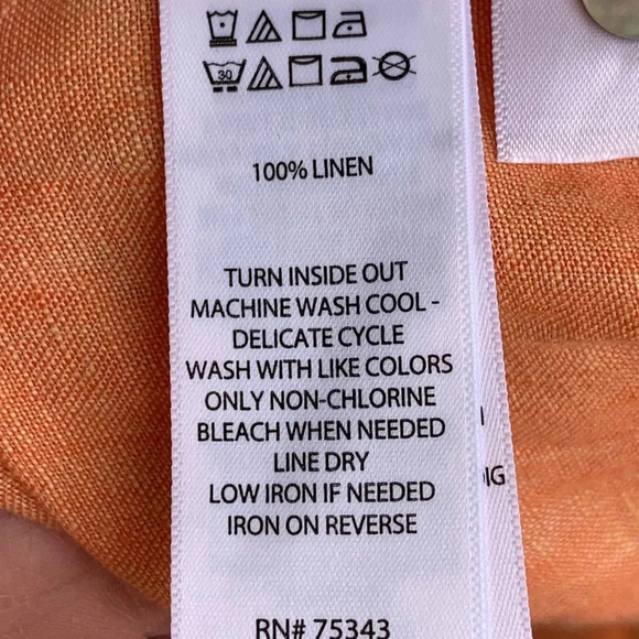 Sigrid Olsen 100% Linen Button Up Blouse Top Roll Tab Sleeves Plus 1X  Coral NWT - Picture 7 of 9